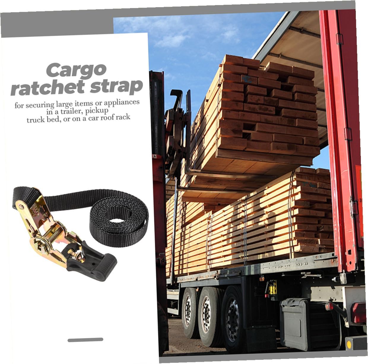 Heavy Duty Ratcheting Cargo Straps Tie Down Strap Set 2pcs 2.5cm X 2m with Ratchet Tensioner for Truck Trailer Securing