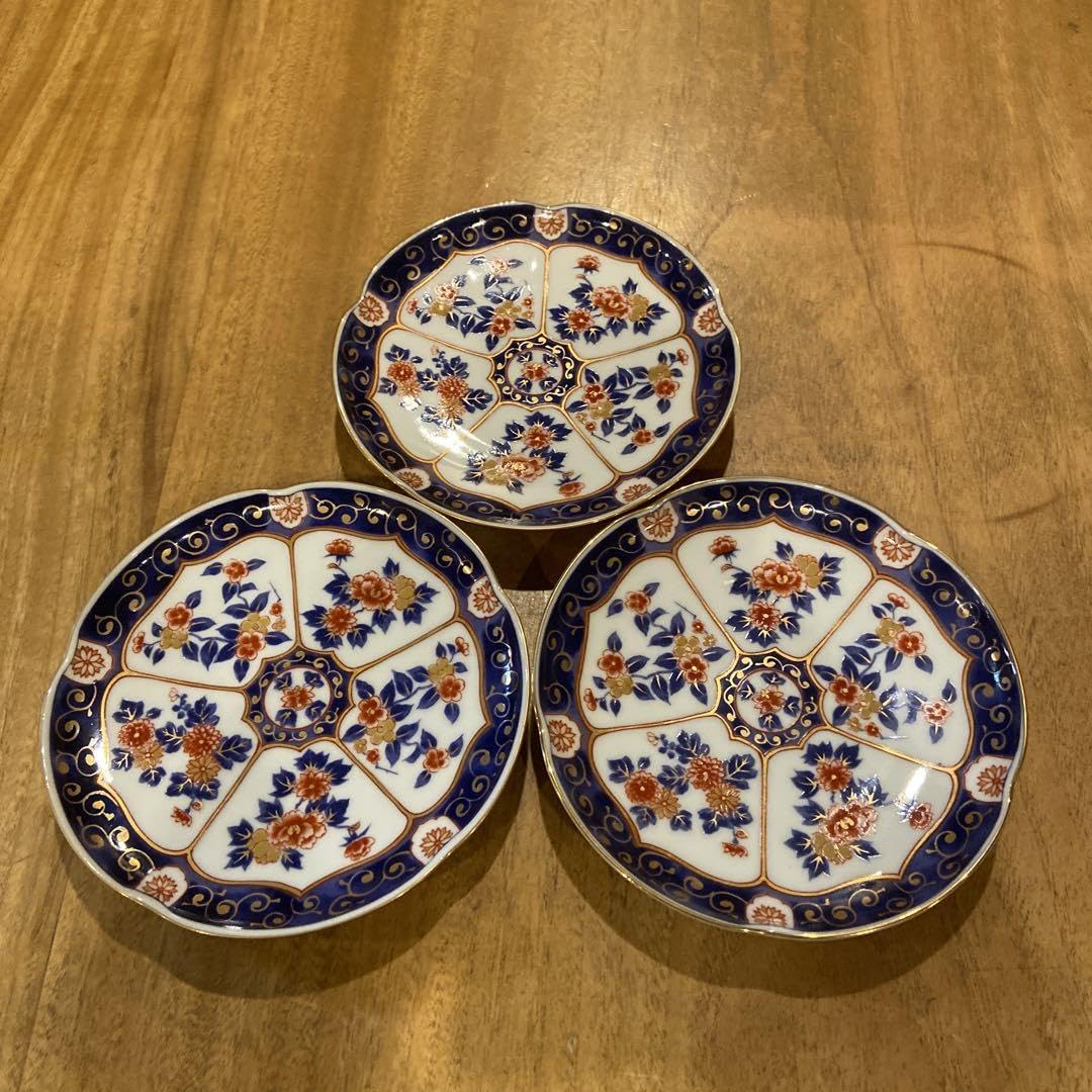 美濃焼庫山窯古伊万里絵付羽子板銘々皿五枚 美濃焼庫山窯古伊万里絵付羽子板銘々皿五枚