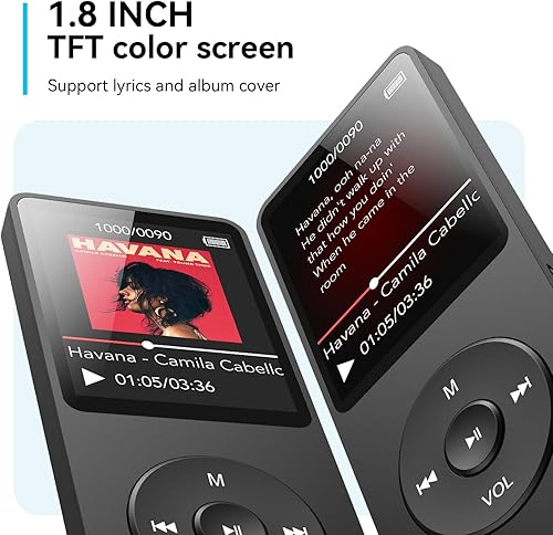 Vista 8 de AGPTEK A02 MP3 Player with Bluetooth 5.3, 1.8 inch Screen Portable Music Player with Speaker, FM Radio, Voice Recorder, Supports Expanded Up to