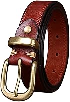 Vista 25 de Cinturones para mujer para jeans de 1.1 pulgadas de ancho, cinturones para vestidos de cuero de grano completo con hebilla dorada, caja de regalo