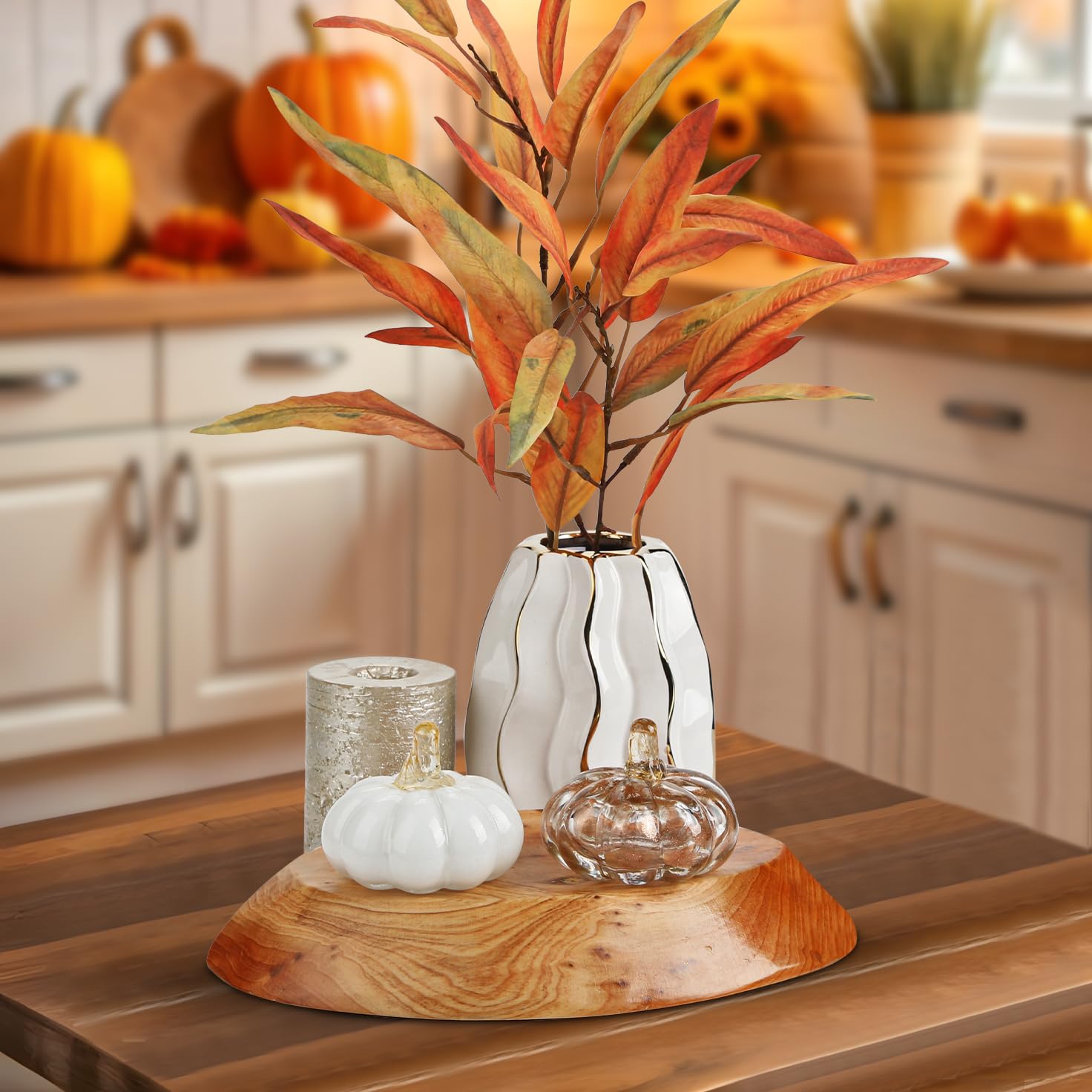 Lot De 2 Citrouilles En Verre Soufflé à La Main - Déco Automne Et Halloween - 7.9 Cm - Mini Décorations - 7