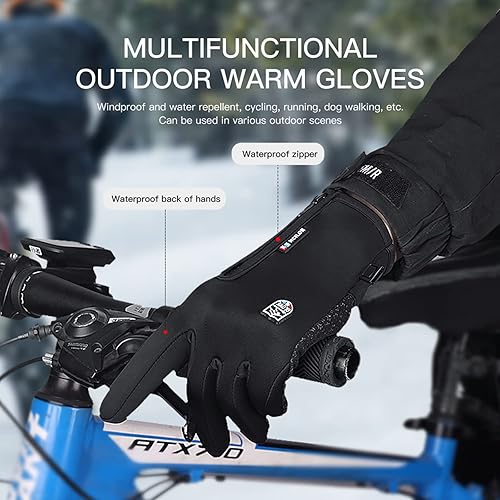 Miniatura 2 de TEMEI Guantes térmicos de invierno para hombres y mujeres, impermeables, resistentes al viento y antideslizantes, guantes de pantalla táctil cálidos