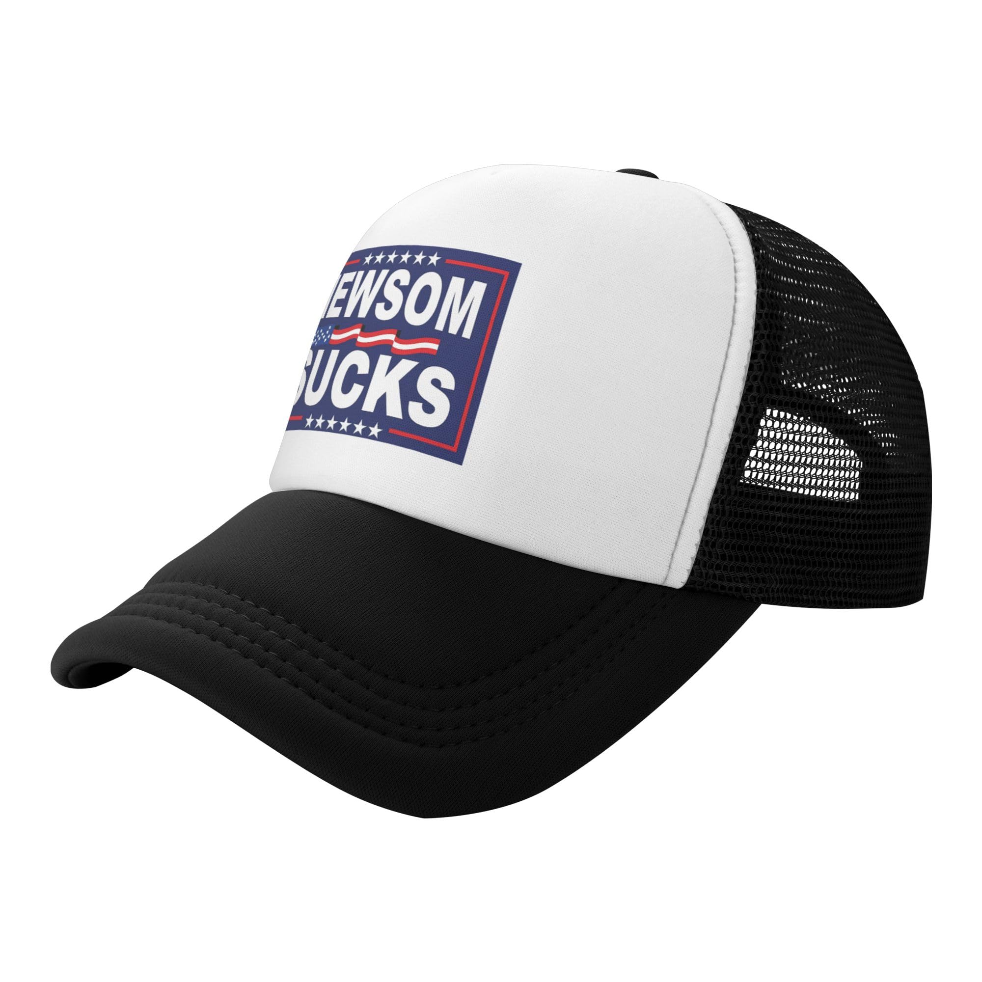 Vetrova Newsom Sucks Trucker Hat California Anti Newsom Baseball Cap Mesh Back Adjustable Hats for Kids - Black