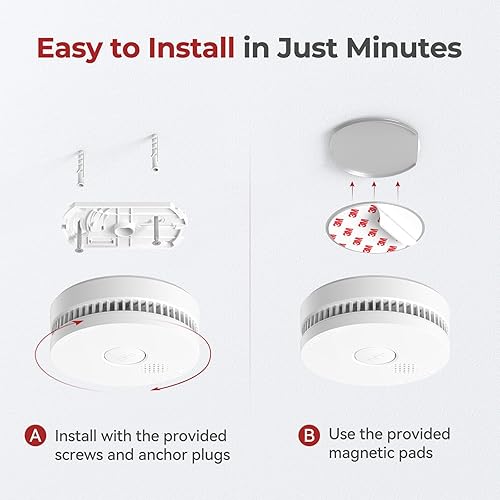 Miniatura 7 de SITERLINK Detectores de humo, batería reemplazable incluida, alarmas de humo con botón de silencio de 10 horas, detector de humo con sensor