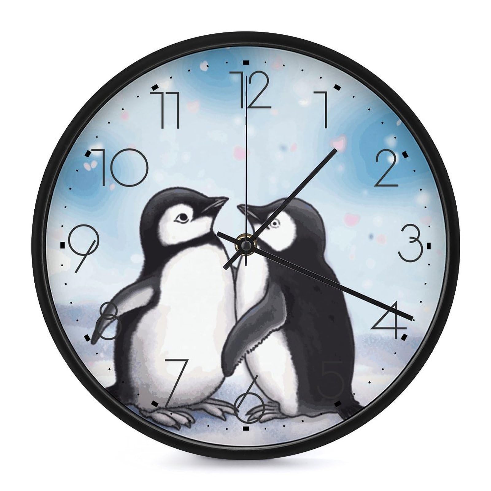 Horloge murale pingouin silencieuse de 25 cm pour chambre