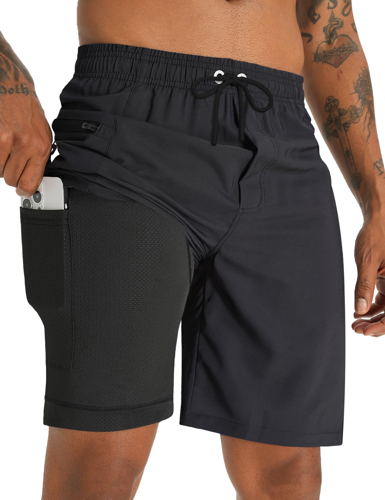 APTRO Men's Swim Trunks 9" Swim Shorts Compression Liner Quick Dry Bathing Suit Swimwear with Zip Pocket