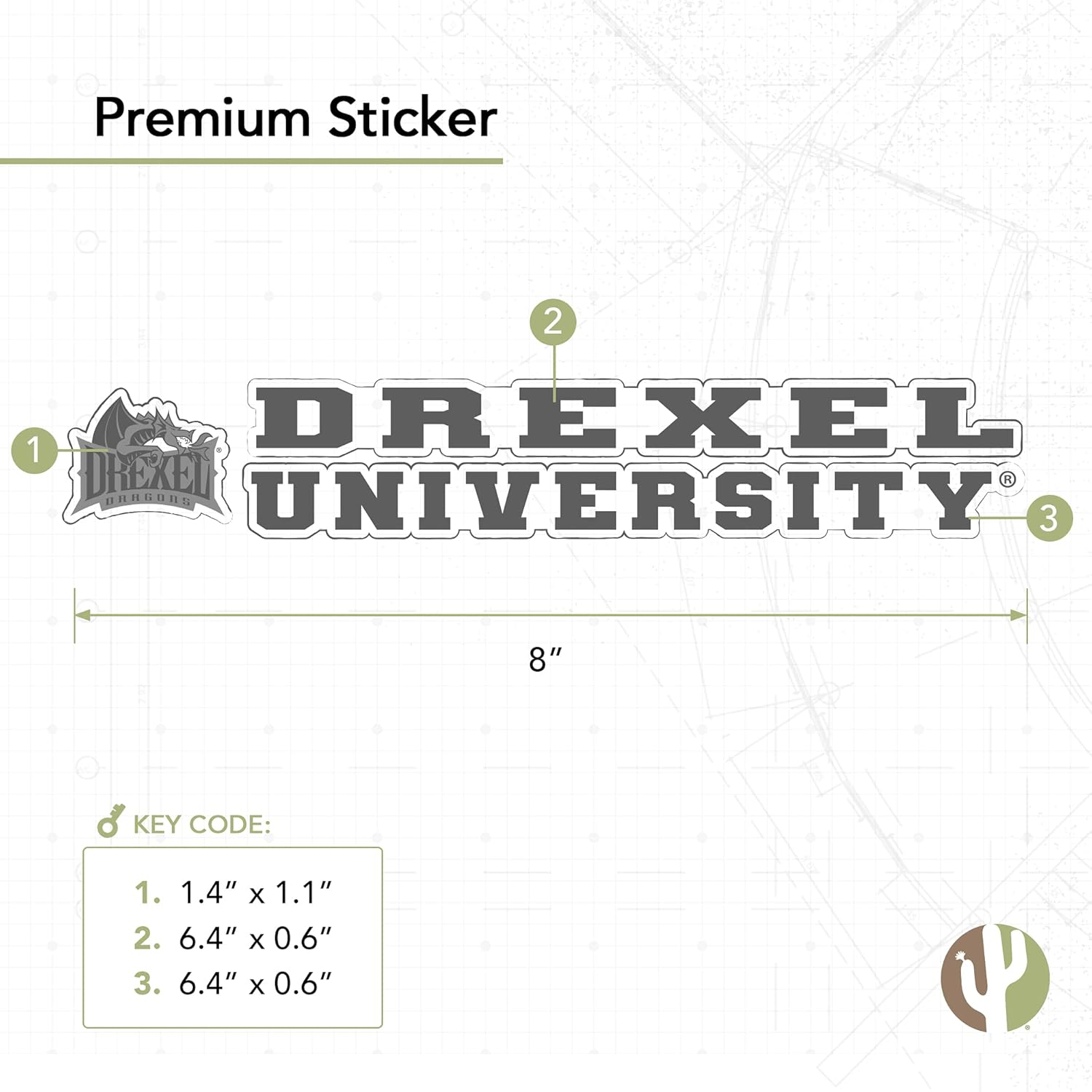 Desert Cactus Drexel University Sticker Dragons Name Logo Vinyl Decal Laptop Water Bottle Car Scrapbook (8 Inch Sticker) - Image 2