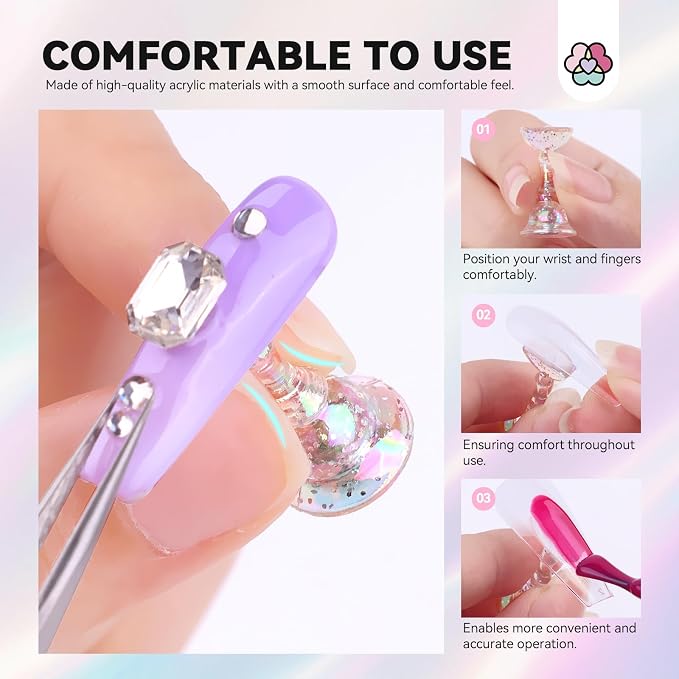 SAVILAND Nail Stand for Press ons:3 Set Strong Magnetic Aurora With Nail Stand 40 Pcs Reusable Sticky Putty Nail Holder For Painting Nails For Nail Practice Acrylic Nail Holder Home Beginner Supplies miniatura 3