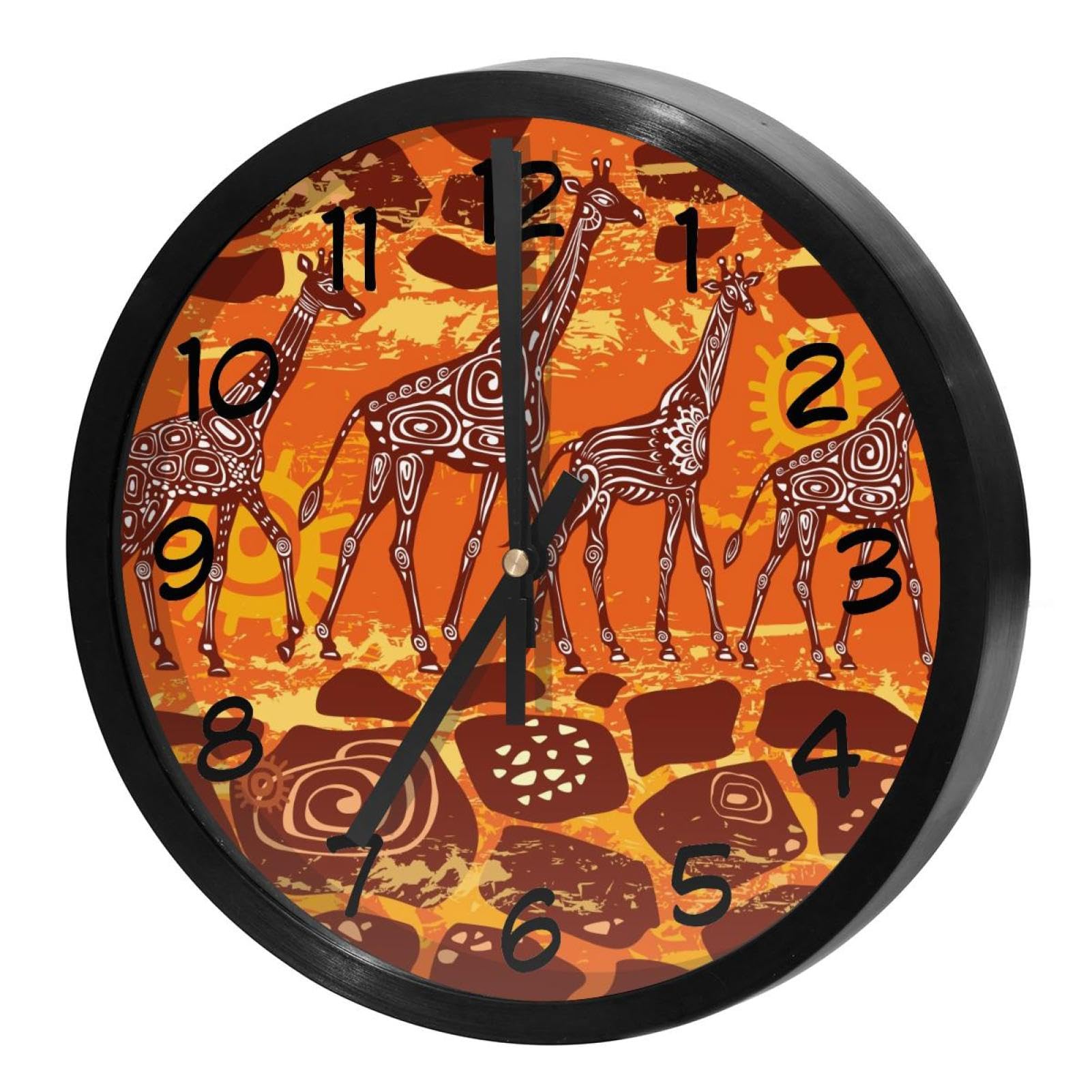 Horloge murale ronde pour cuisine et maison décorative motif savane africaine