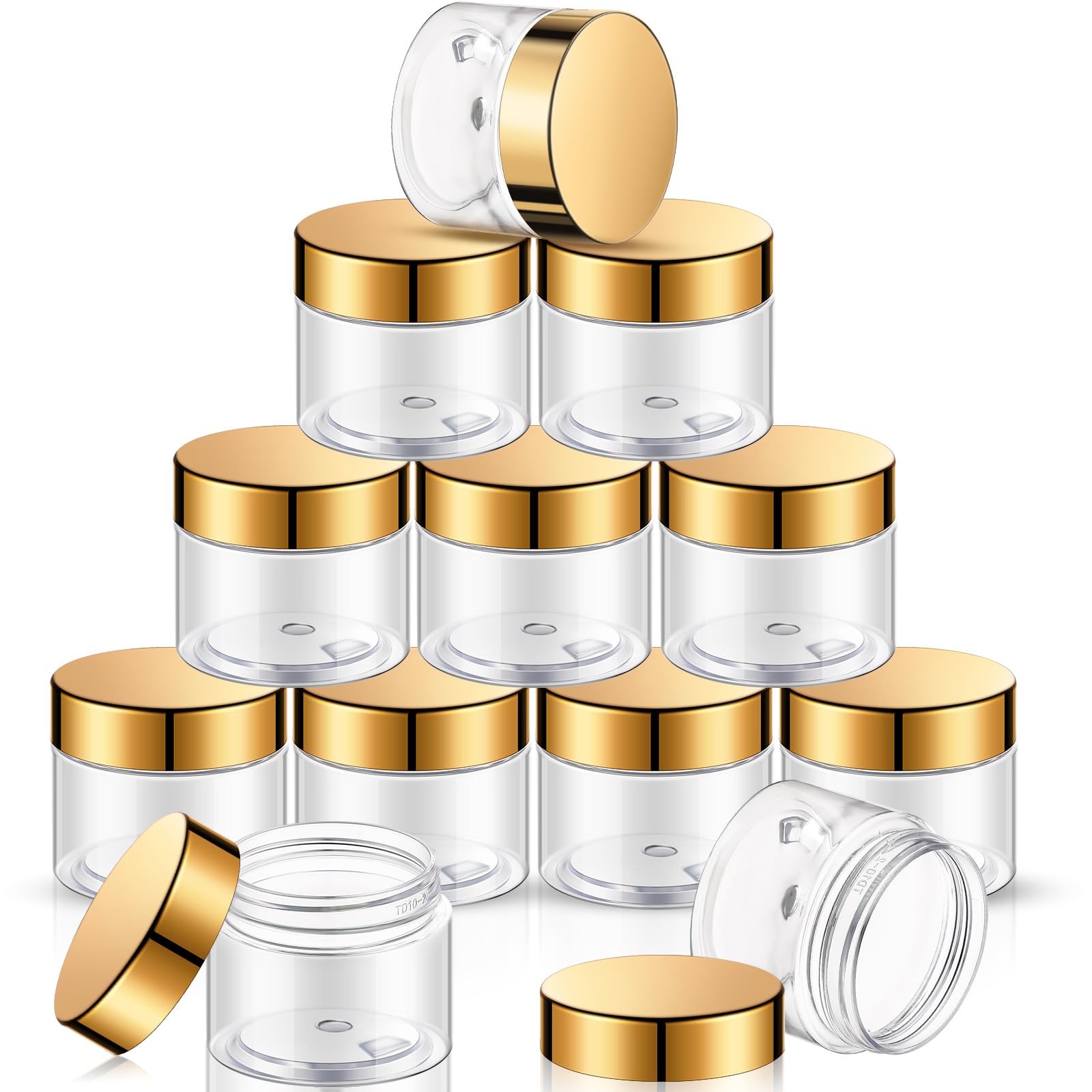 SATINIOR 24 Pieces Clear Plastic Jars with Lids, Gold Lid, 6 oz