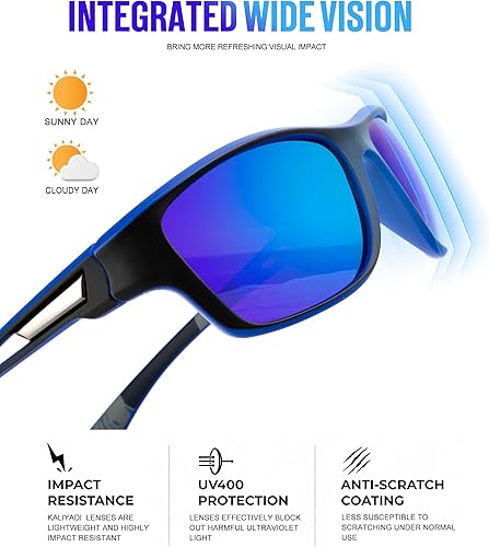 Miniatura 3 de KALIYADI Gafas de sol polarizadas para hombre, gafas de sol deportivas para conducir, ciclismo, pesca, con protección UV