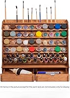 Vista 6 de Plydolex Soporte de Pintura para Pared - Funciona para Warhammer 40K, DnD, Otras Figuras - 65 Agujeros para Vallejo, Citadel, Tamiya, 30 Agujeros