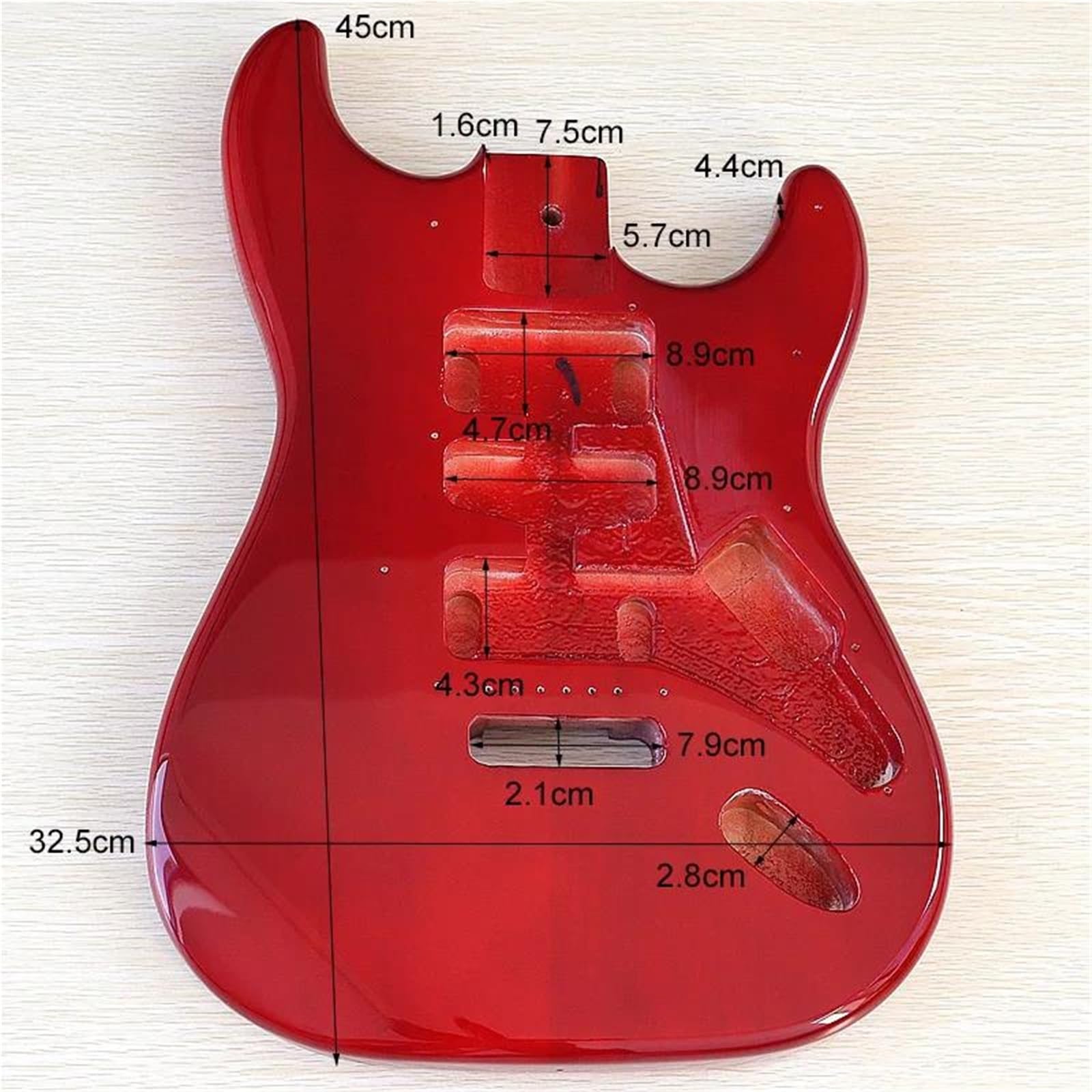Unfinished Guitar Body Electric Guitar Body DIY Poplar Wood Barrel(Red)
