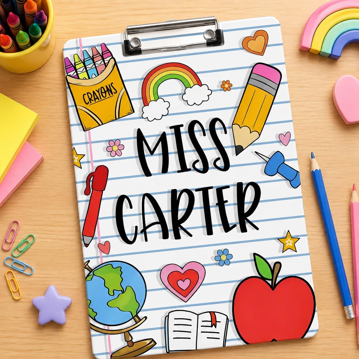 Personalised A4 Acrylic Clipboard with Name for Teachers