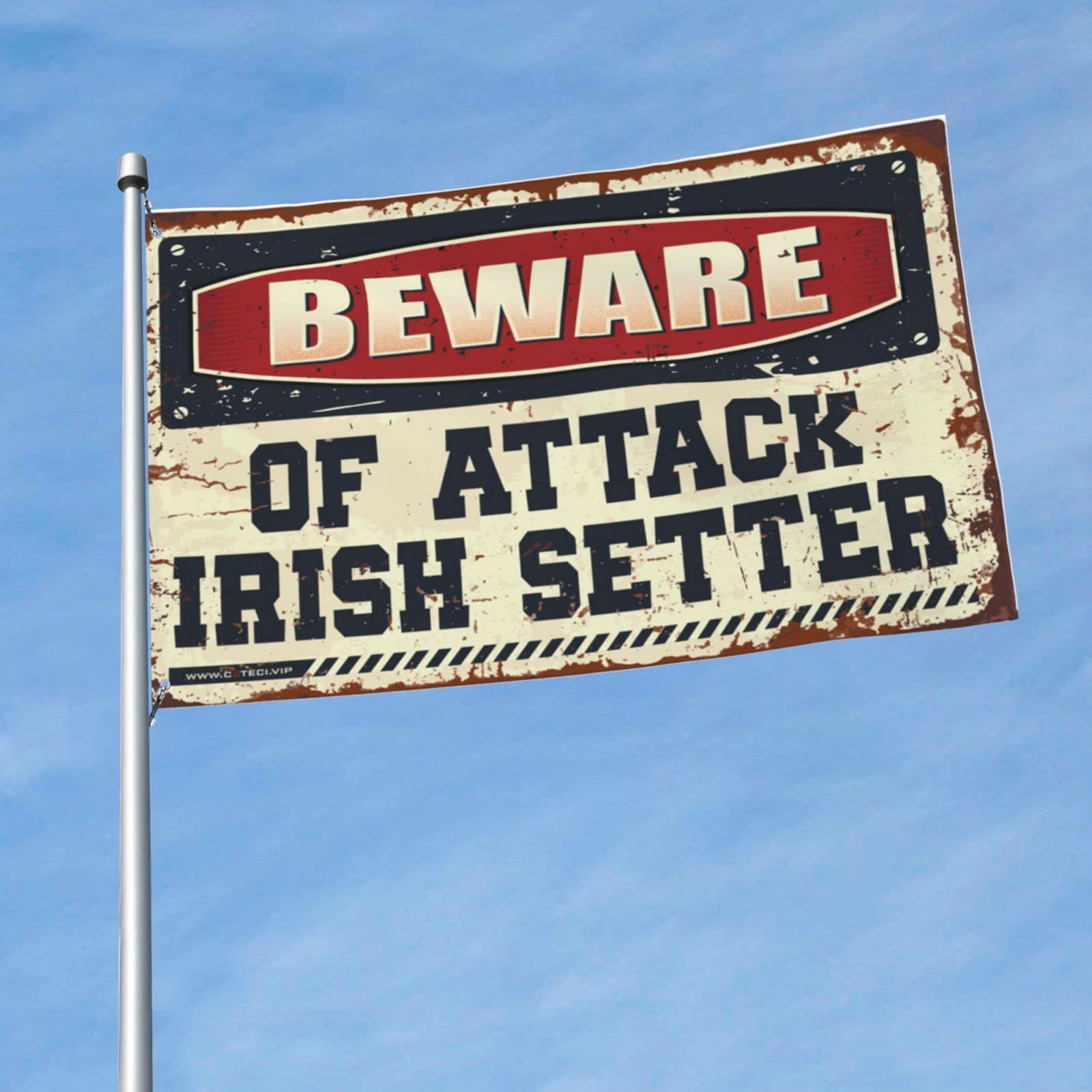 Drapeau irlandais Setter grand format style Beware Of Attack