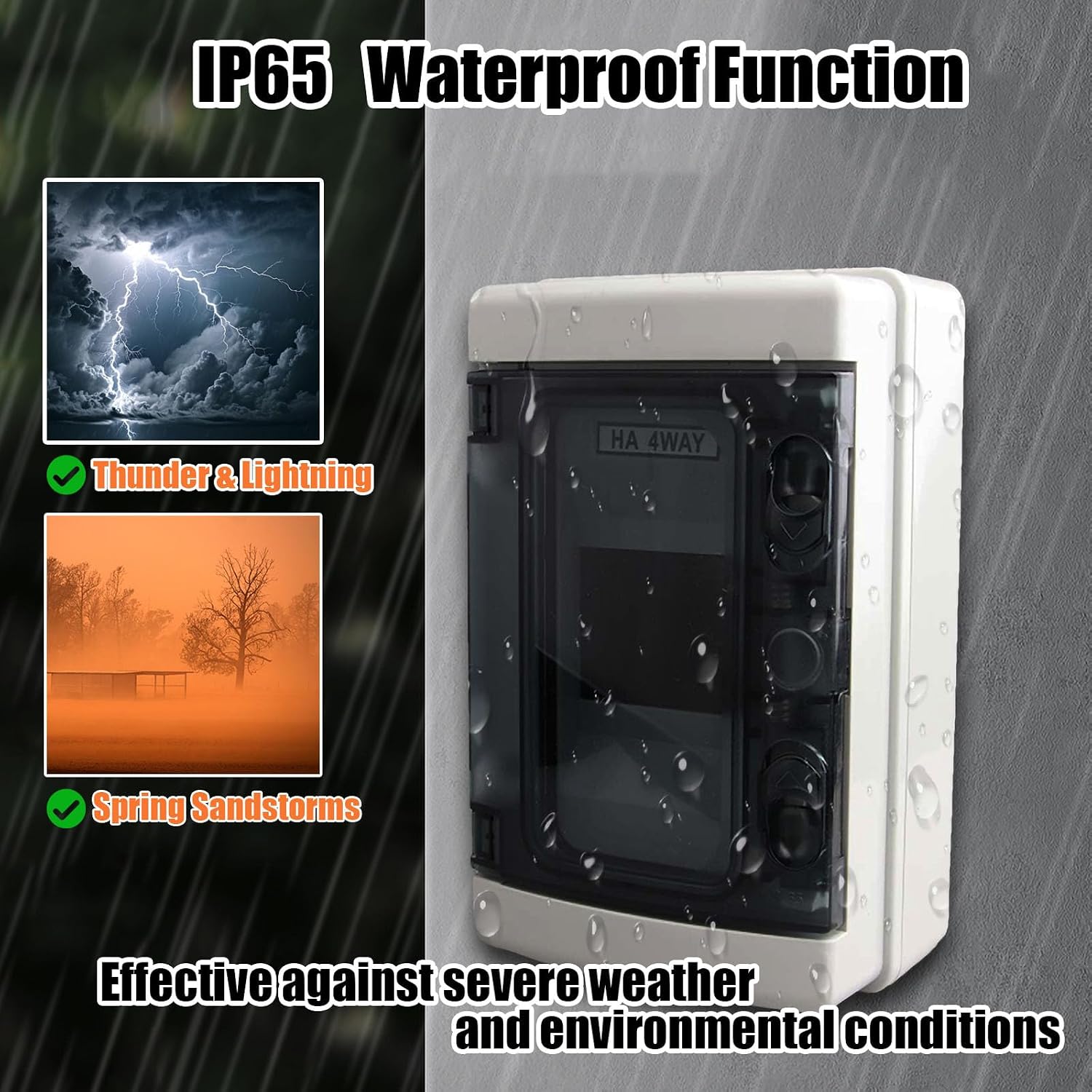 4-Way Solar Circuit Breaker, Photovoltaic DC Isolation Switch, IP65 Waterproof Outdoor Distribution Box, Heat-Resistant, 40A Power Protection for Solar System
