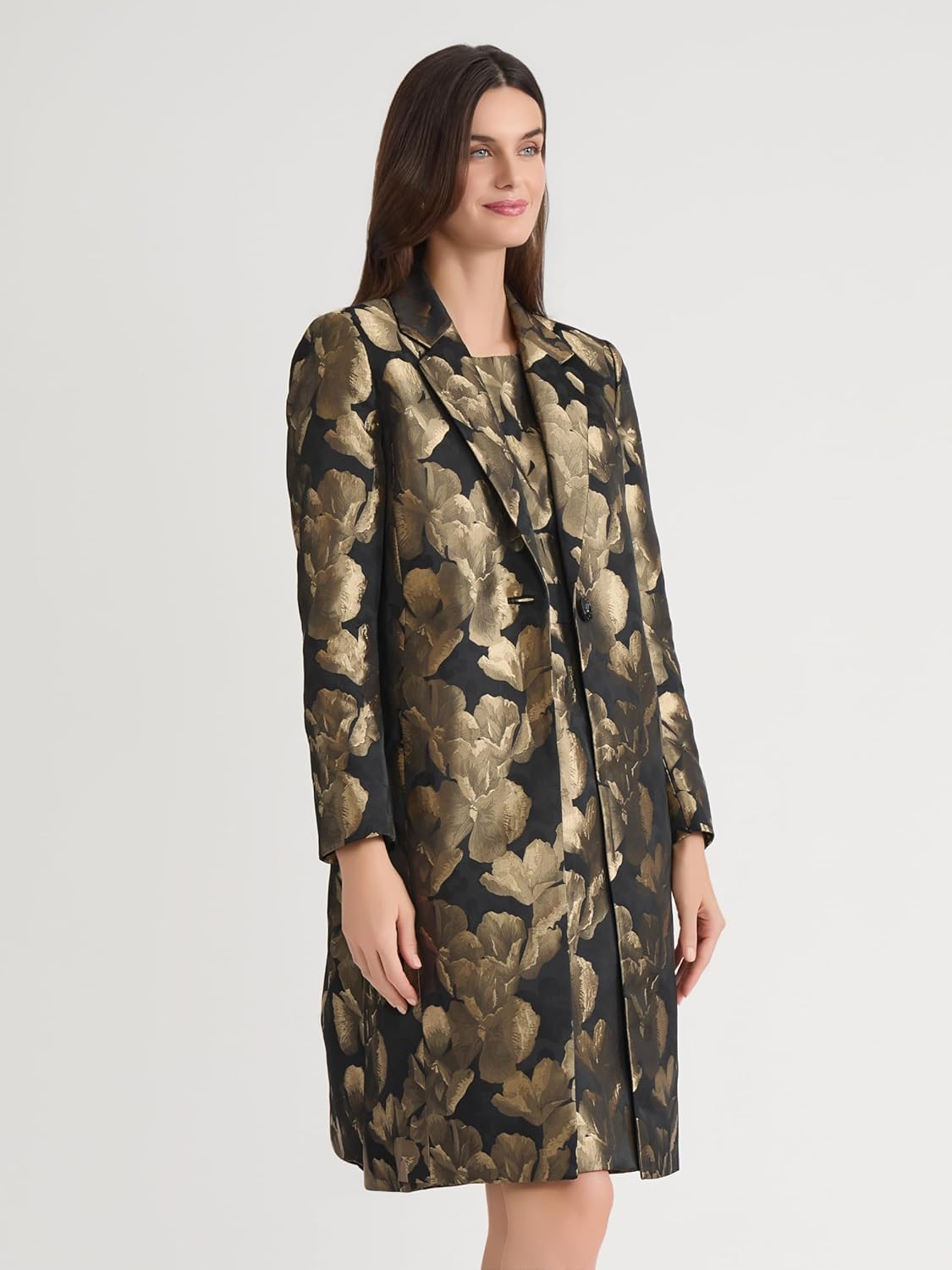 Kasper womens Jacquard One Button Topper Jacket - Image 3