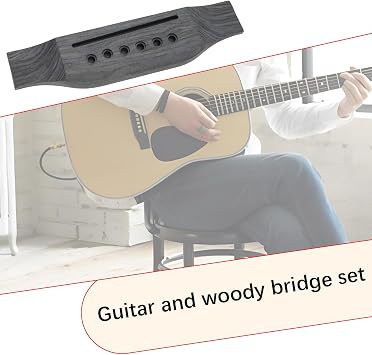 Set of 10 Acoustic Guitar Bridge Set 6 String Guitar Bridge Guitar Pin Nut Bridge Pins with Guitar Bridge Saddle Nut Accessories Replacement