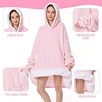 Vista 4 de American Trends Wearable Blanket Hoodie, Oversized Sherpa Warm Hoodie Blanket Thick Sweatshirt, Gift for Women Men Girls