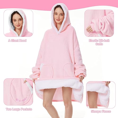 Miniatura 2 de American Trend Manta con capucha para llevar puesta, sudadera cálida de sherpa de gran tamaño, regalo para mujer