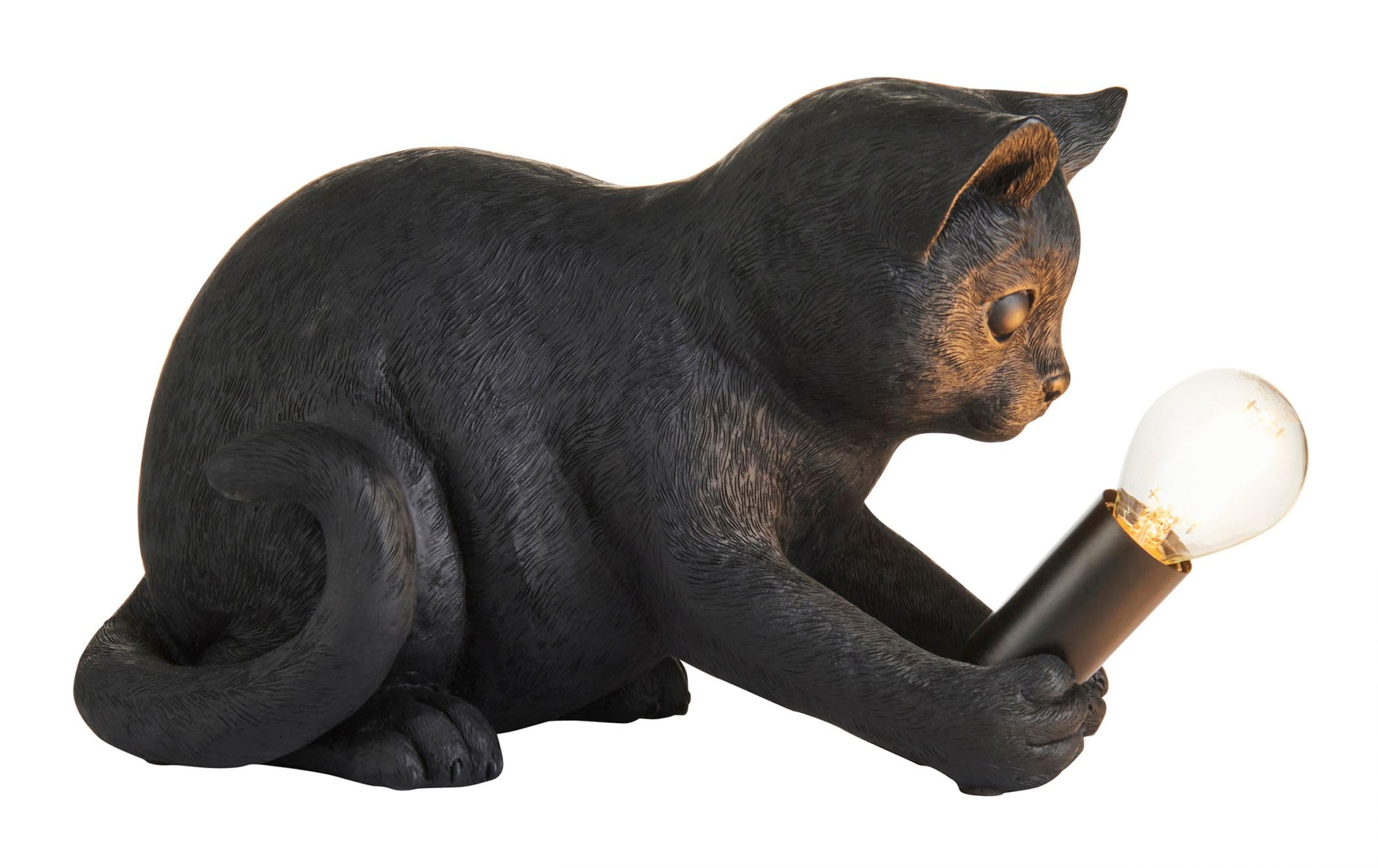 Endon Collection Kitten Table Lamp - Matt Black - Resin & Steel - H:18.0 x W:18.0 x D:18.0 cm