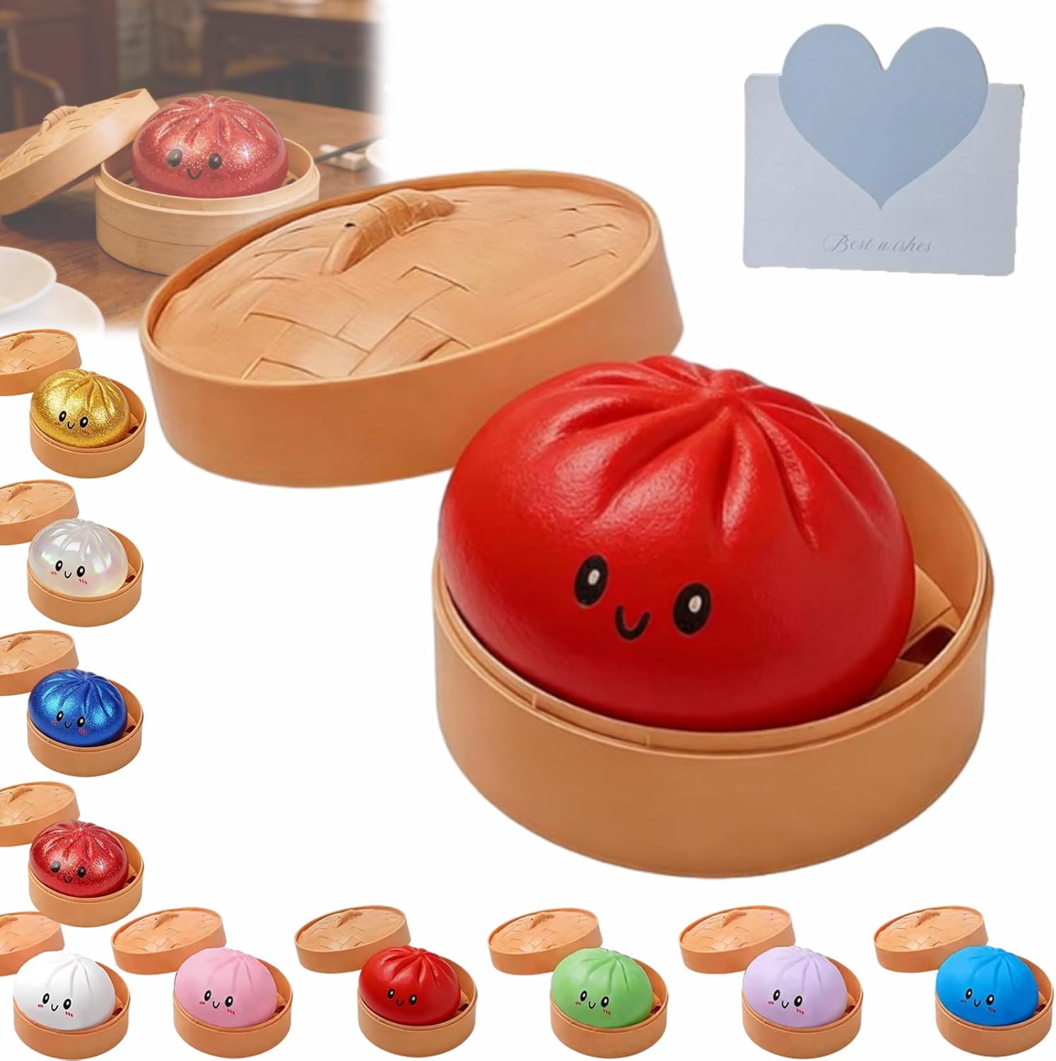 Dumpling Squishy, 2026 New Glitter Dumpling Squishy - Toy Glitter for Stress Relief, Rainbow UV Colors Mystery Bun Set with Box, for Adults (4pcs A)