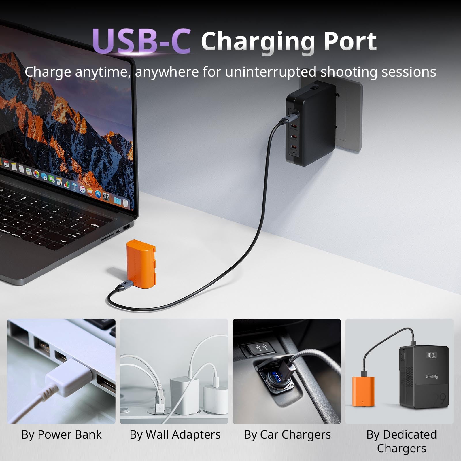 SMALLRIG LP-E6P Akku, 2520mAh Ersatz USB-C Akku für Canon EOS R5 Mark II, R6 Mark II R5, R6, R7, 5D Mark II, 5D Mark IV, 2,5H Schnelle Vollständige Ladung, Vollständig dekodiert für Canon Akku - 5407