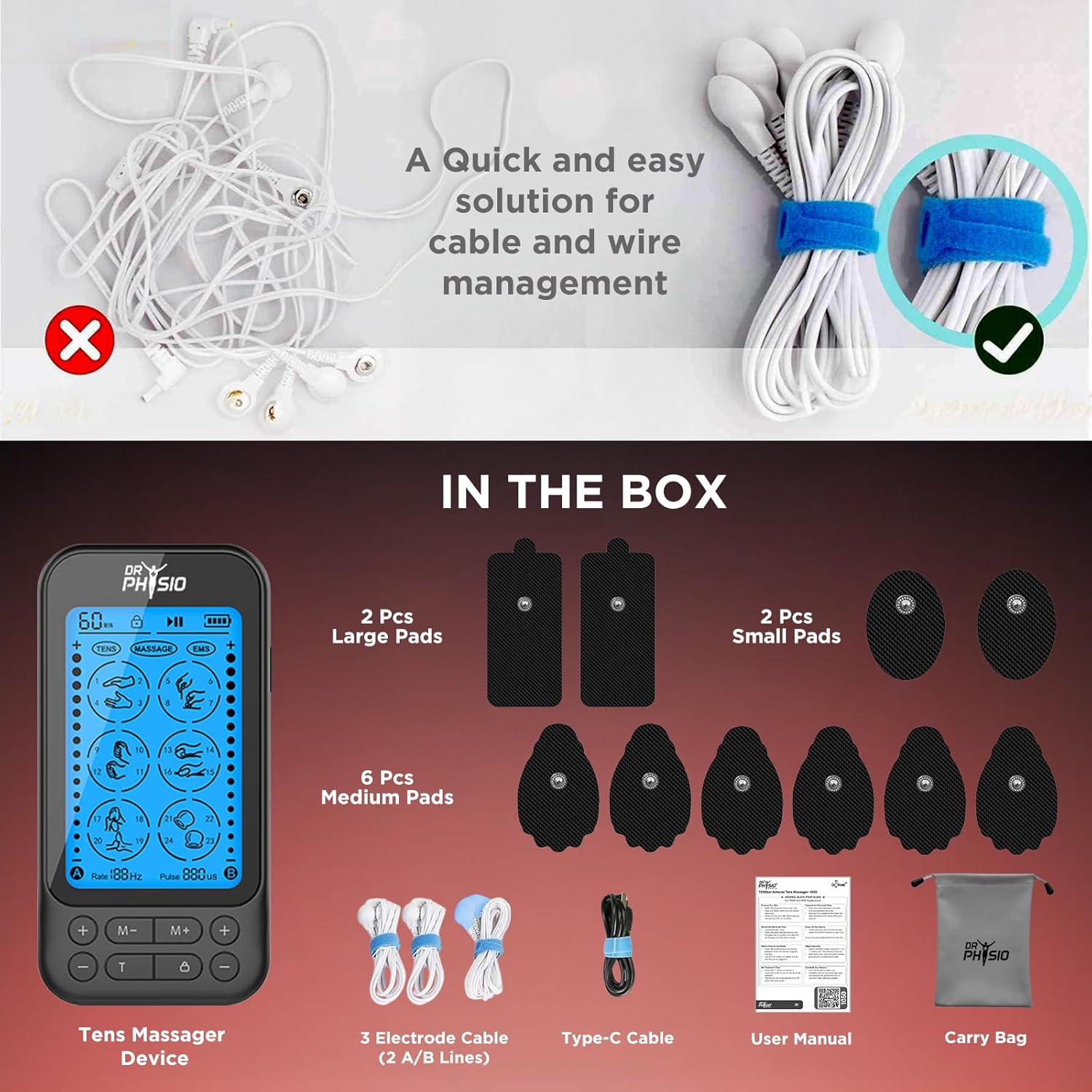 Dr Physio USA 1050 Dual Channel Tens Massager for Pain Relief, Period Pain, Rechargeable Electrical Muscle Stimulation EMS Pulse Impulse Full Body Massager Machine Dr Physio USA 1050 Dual Channel Tens Massager for Pain Relief, Period Pain, Rechargeable Electrical Muscle Stimulation EMS Pulse Impulse Full Body Massager Machine