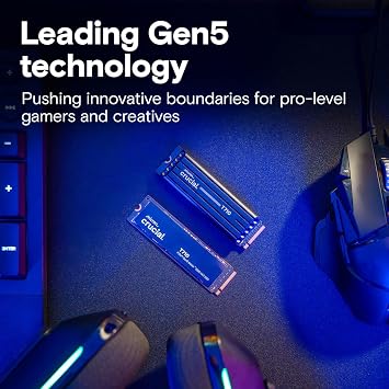 Crucial T710 PCIe Gen5 NVMe 1TB SSD, Up to 14,900 MB/s, Laptop & Desktop Compatible (PC), for Creatives and Hardcore Gamers, Solid State Drive CT1000T710SSD8