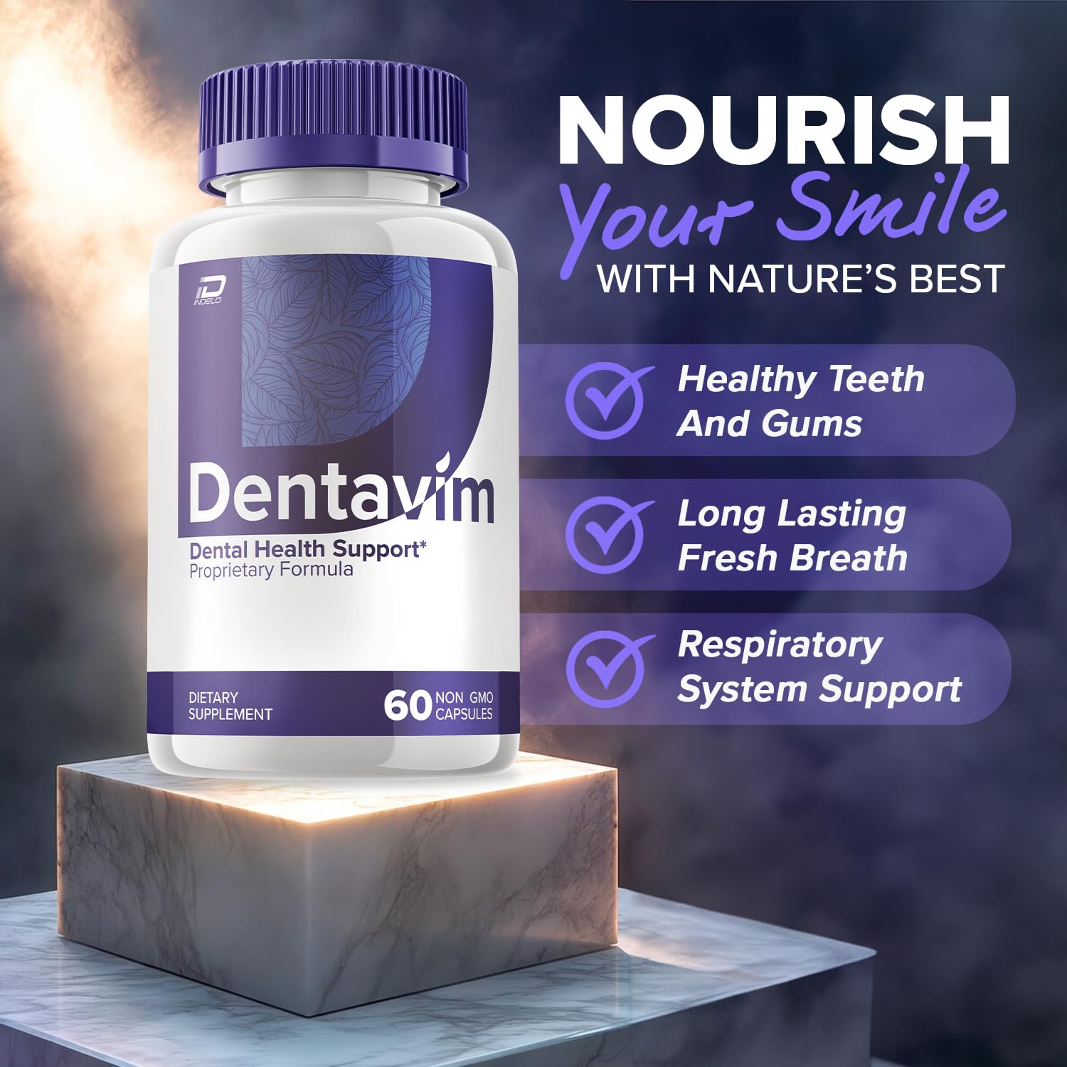 Indelo Dentavim Dental Support Capsules - Natural Tooth & Gum Supplement with Extra Strength Probiotics, Dentavime Dental Health Pills Reviews (5 Pack - 300 Capsules)