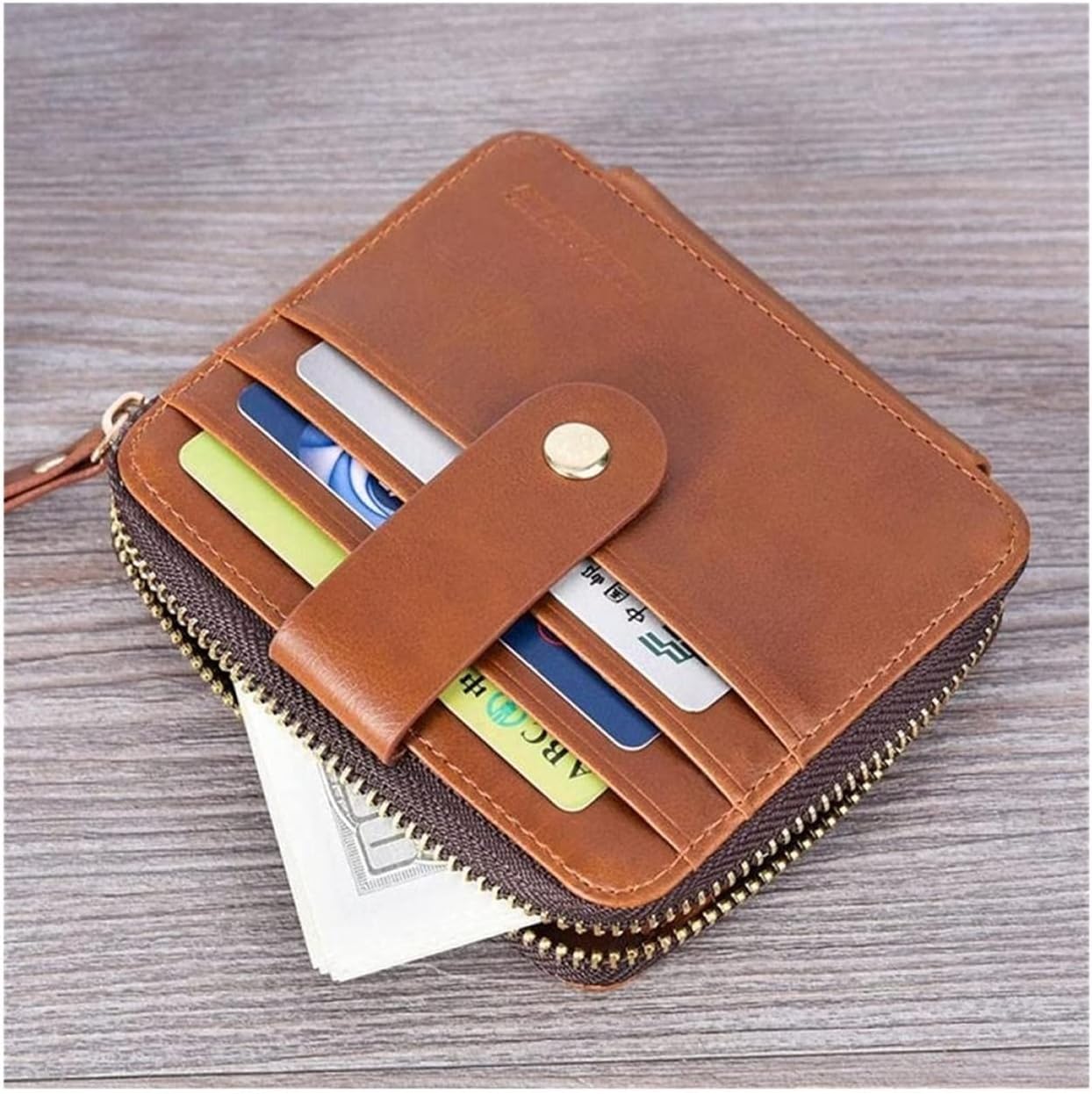 Men Short Wallet Leather Male Purses ID Credit Card Wallet Holder Bag Credit Card Holder Card Case Wallets(Coffee)