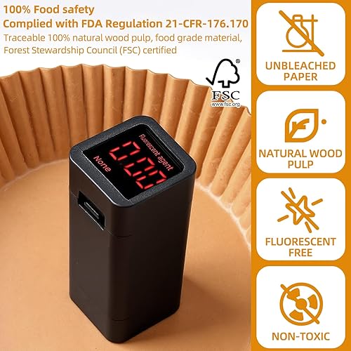 Miniatura 7 de HONYAO Forros de papel para freidora de aire XXXL para freidora de aire de 8 a 12 cuartos de galón, 200 piezas cuadradas de pulgadas de pergamino