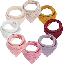 Bandana Bib 8 Pieces Cotton 2 Buttons Super Absorbent Soft Boys Girls