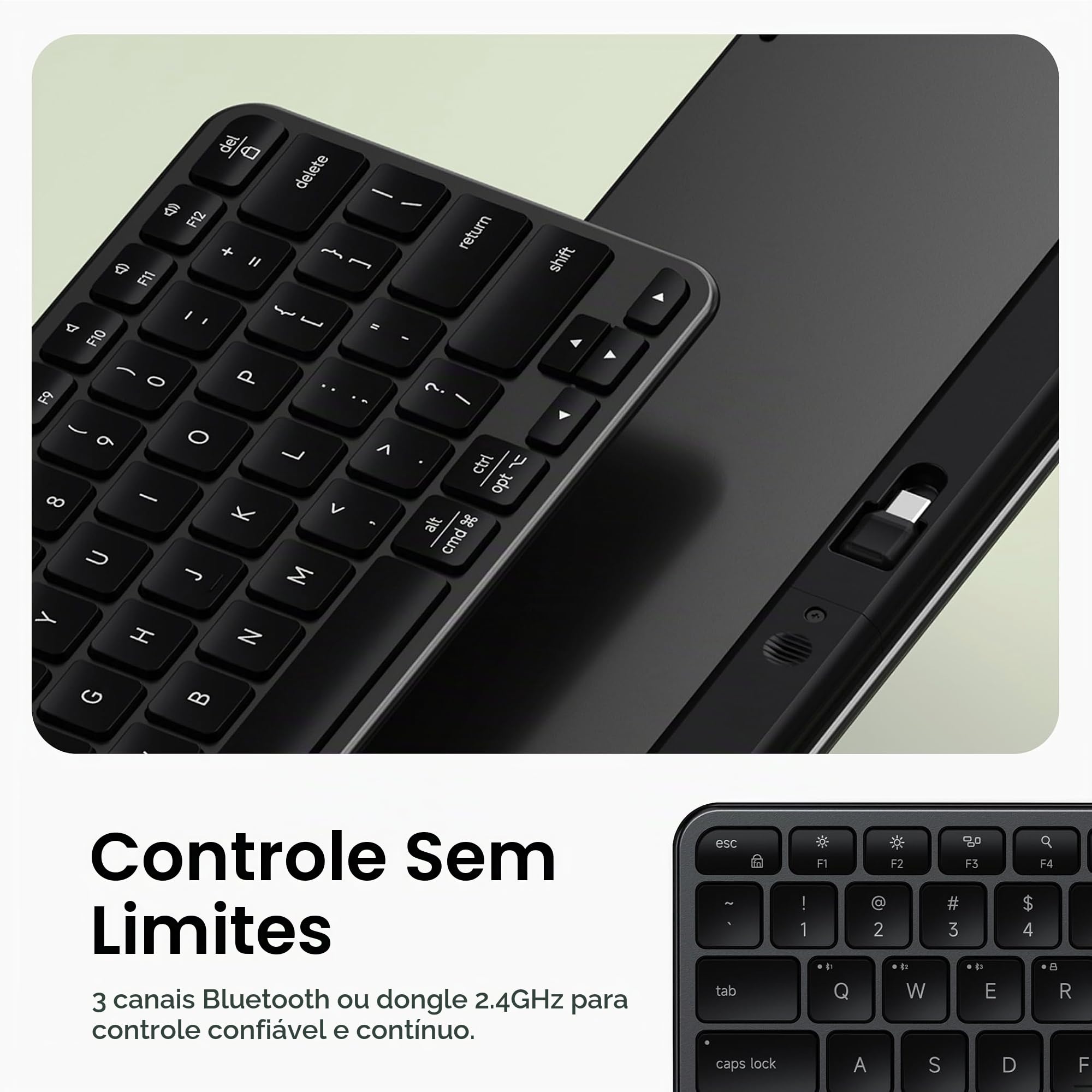 Teclado Satechi Slim EX1 Sem Fio, Teclado Compacto para Mac