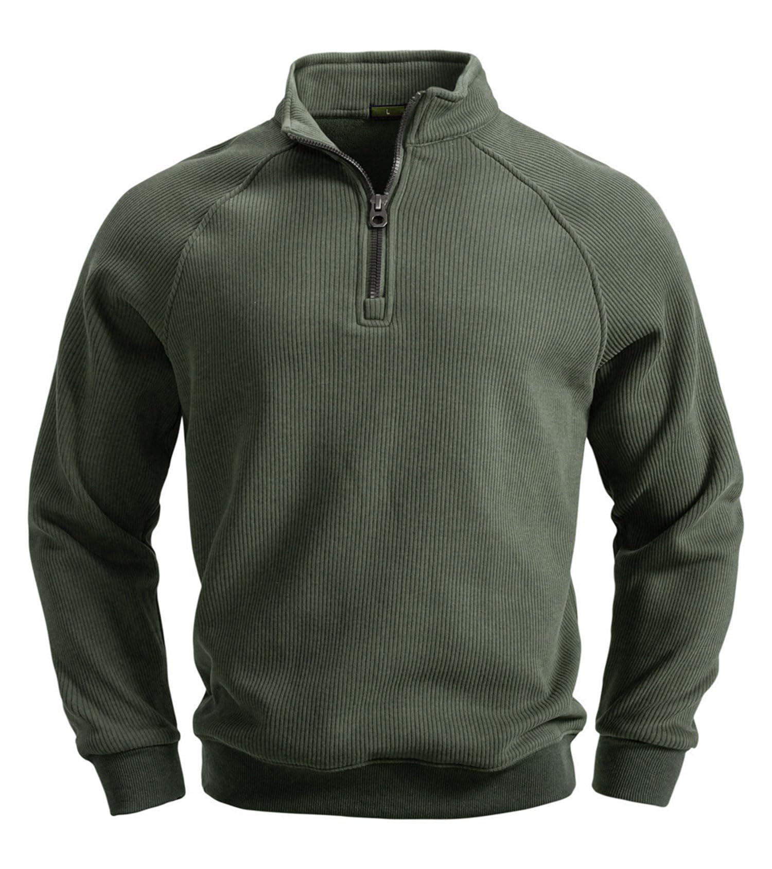 VEVESMUNDO Jersey para hombre, cuello alto, forro cálido, sudadera de punto, jersey de invierno, cuello alto con cremallera en cuartos