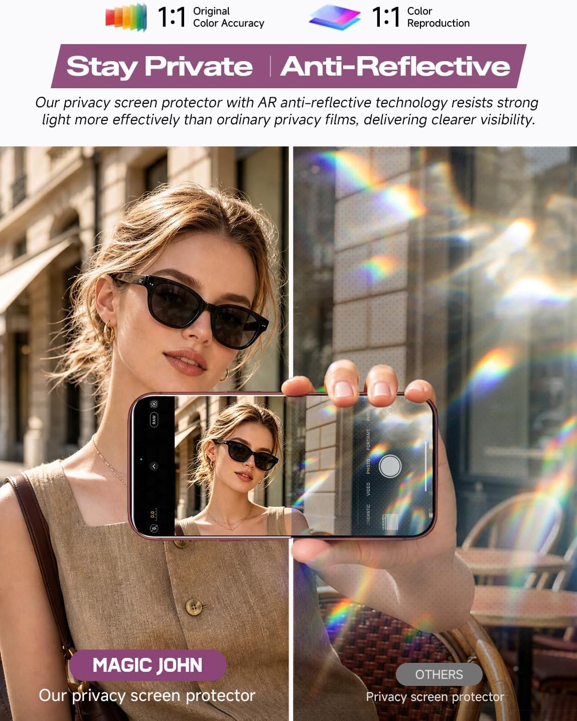 MAGIC JOHN Privacy for iPhone 18 Pro Max Anti-Reflective Screen Protector