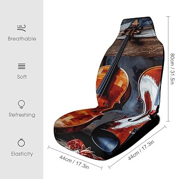 Car Seat Covers Set Universal Auto Front Seats Protector Breathable Car Seat Cushion Protector Violin and Cello Car Front Seat Cover for Most SUV Sedan Truck