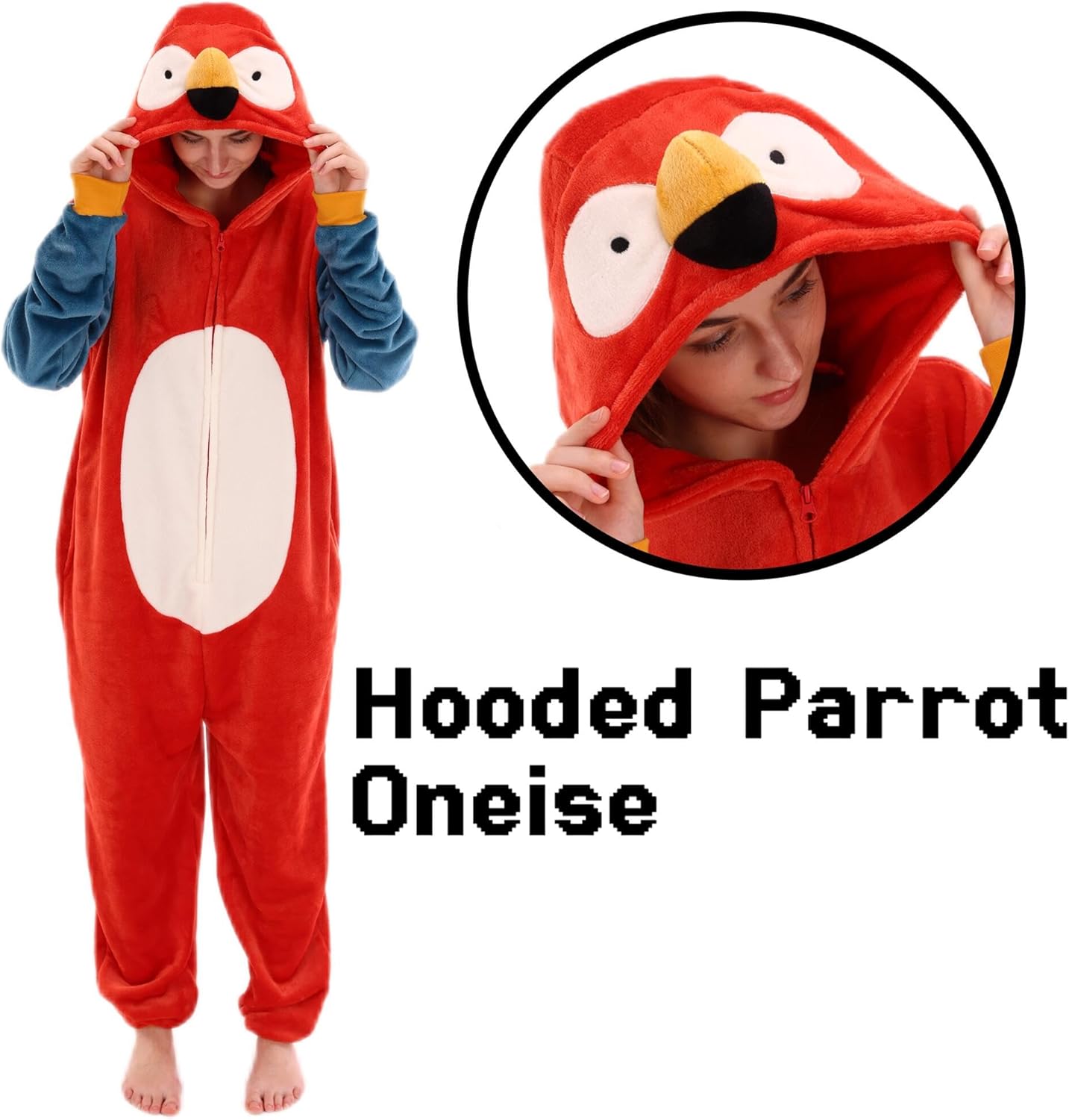 COSUSKET Snug Fit Unisex Adult Onesie Pajamas, Flannel Cosplay Animal One Piece Halloween Costume Sleepwear Homewear - Image 2