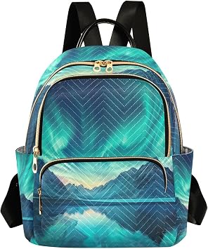 Aurora Borealis Pattern Mini Backpack Purse, Waterproof Mini Backpack for Women 8.5 L