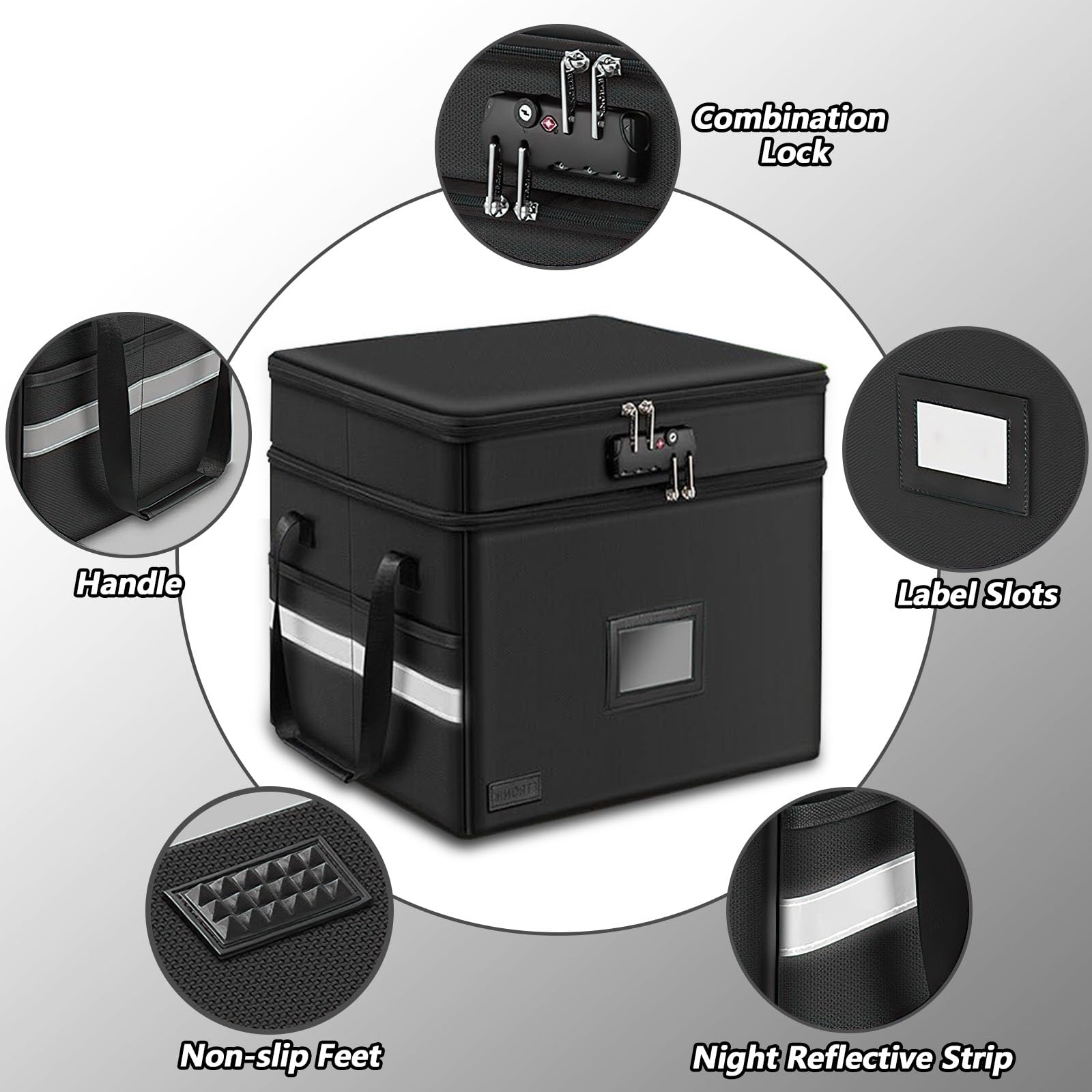Aolawco Fireproof Document Box with Lock, 2 Layer Collapsible Document Storage Box with 10pcs Suspension Files - Image 3