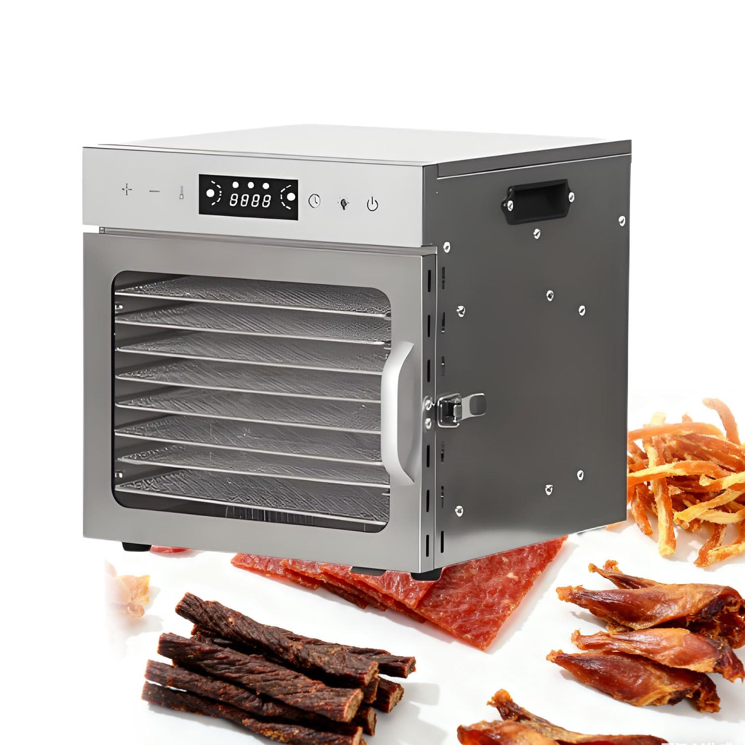 Deshidratador de alimentos y frutas, máquina deshidratadora de acero inoxidable para deshidratar frutas, cecina, frutas, hierbas, hongos y golosinas para perros, pantalla LED, temporizador ajustable
