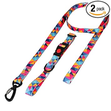 BLACK DOG Premium Adjustable Printed Nylon Collar and Leash Set for Dogs & Puppies, Suitable for 1-10kg for Adult Small Dogs (Size - 15mm Small)