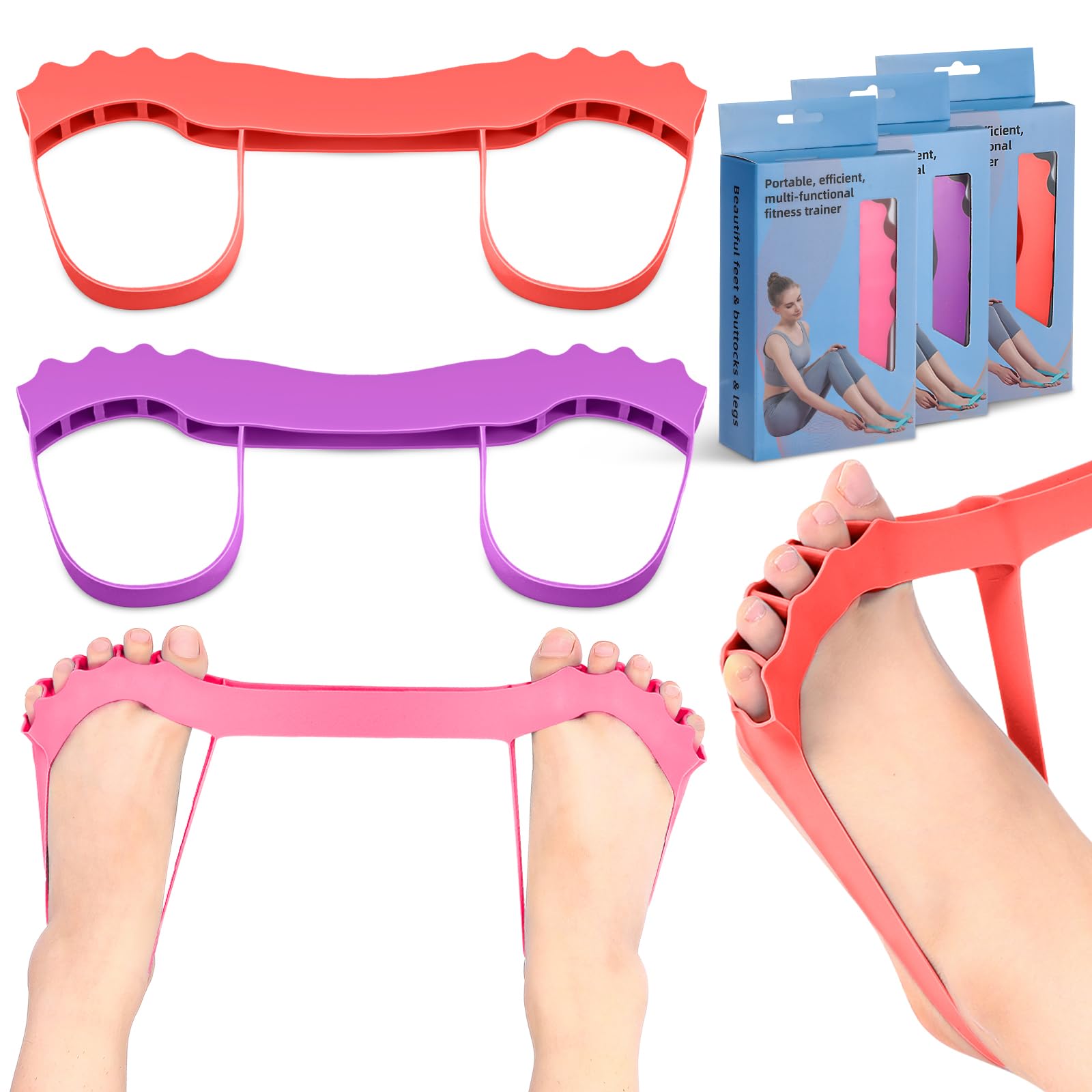 Halloscume Toe Stretch Bands for Bunions Correction Toe Spacers Separators Foot Stretcher Resistance Bands Corrective for Women Men Hallux Valgus