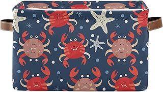 Cute Crabs Storage Basket Canvas Fabric Collapsible Storage Bins Box Organizer Waterproof for Home Bedrooms 1 Pack