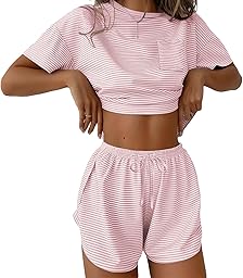 Ekouaer Womens Pajama Sets Sexy Lounge Sets Side Split Short Pj Sets Cute Pjs 2 Piece Comfy Sleepwear Loungewear