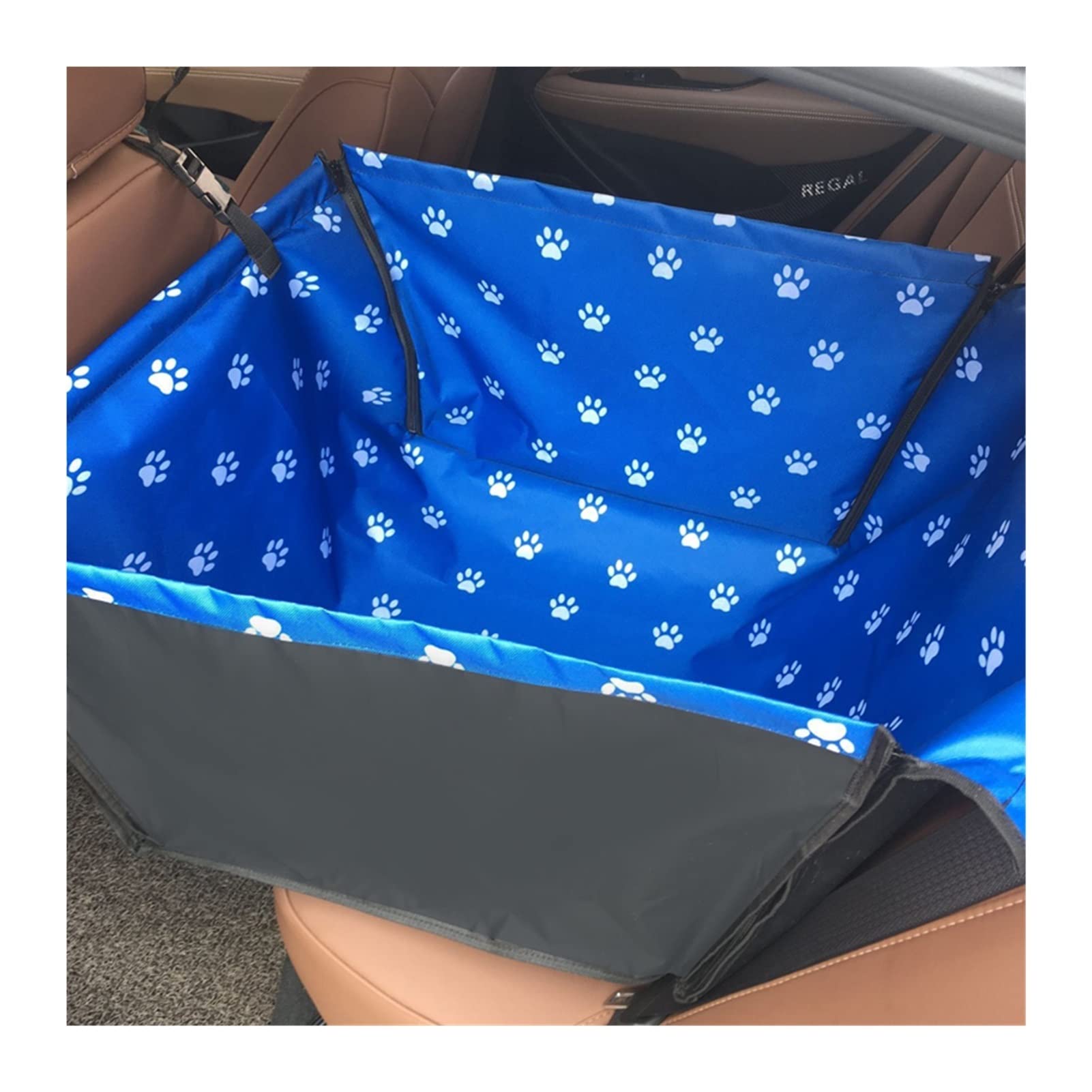 ochraniacz samochodowy Pet Carrier Dog Fotelik samochodowy Zawieszenie Materac Przewożący psa Transport Pokrowiec na siedzenie(Black footprint)