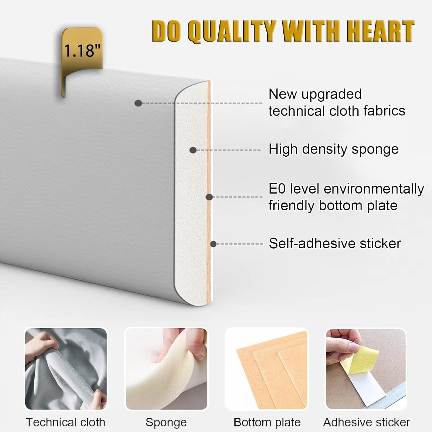 Upholstered Headboard Wall Panels Self-Adhesive 3D Wall Stickers Anti Collision Protection for Home Nursery Wall Decor(Size:80cm)
