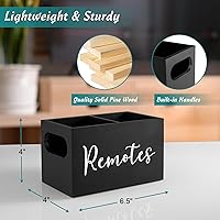 Vista 3 de DRASTAR Remote Control Holder, TV Remote Holder, Remote Organizer Caddy for Table, Wooden Remote Box for Nightstand, Black Remote Caddy with 2 Slots