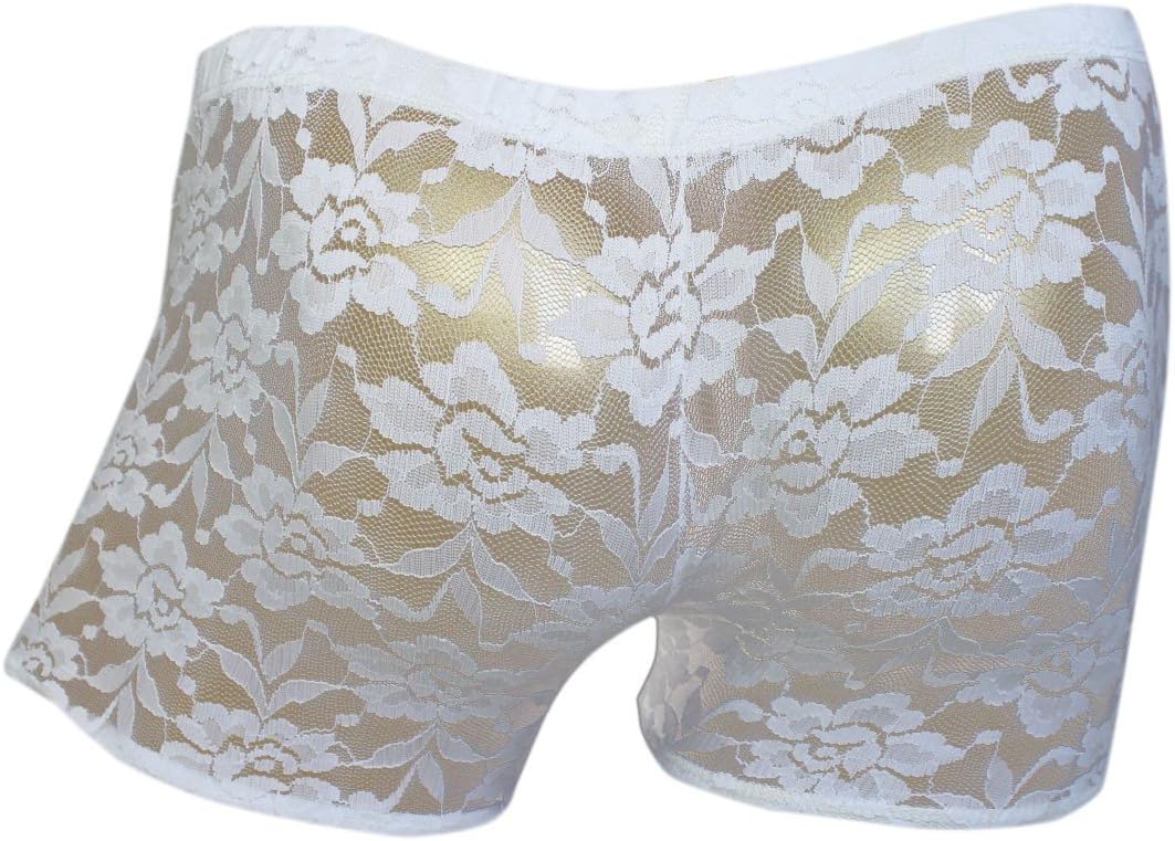 FEESHOW Men's Sexy Sheer Lace Boxer Briefs Transparent See Through Lingerie Sissy Underwear