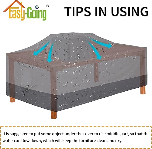 Miniatura 7 de Easy-Going Funda rectangular 600D resistente a los rayos UV e impermeable para muebles de patio al aire libre (72 pulgadas de largo x 44 pulgadas de